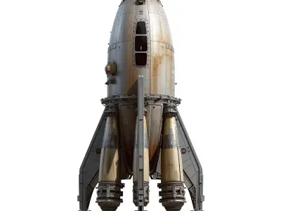 Realistic Retro Sci-Fi Rocket 3D Model Low-poly 3D model