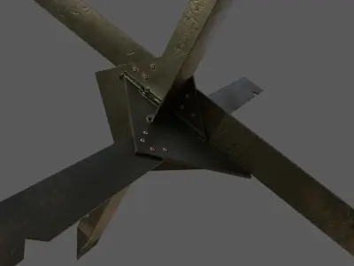 Czech Hedgehog Barricade Low-poly 3D model
