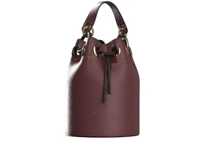 Burgundy Leather Bucket Bag 3D model