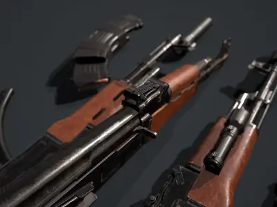 Assault rifle AK Low-poly 3D model