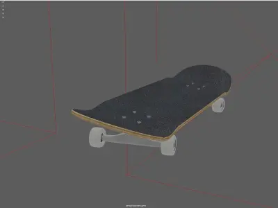 Rigged Skateboard Low-poly 3D model