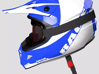 Helmet Off-Road and Goggles 3D model