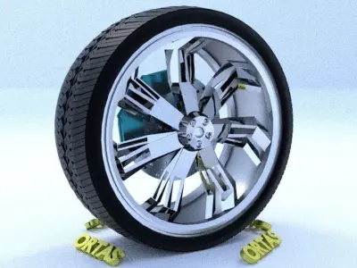 ORTAS CAR RIM 70 GAME READY RIM TIRE AND DISC 3D model