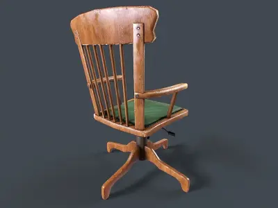 Antique Office Chair Low-poly 3D model