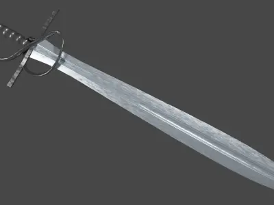 Xyphos sword with Flamberge handle Low-poly 3D model
