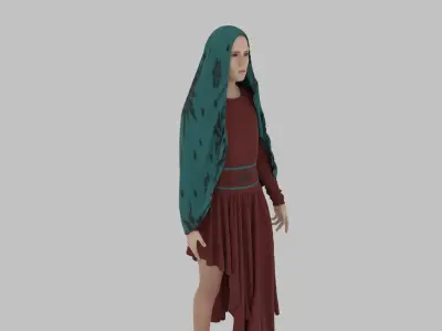  Hijab Woman Low-poly 3D model purchase