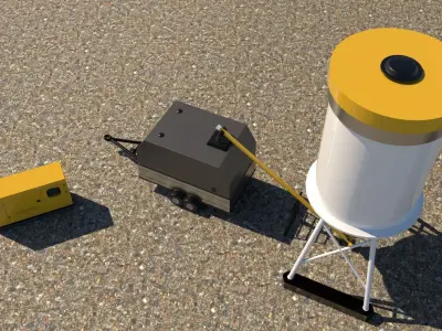 Concrete tanker with concrete cart and a generator in addition  3D model
