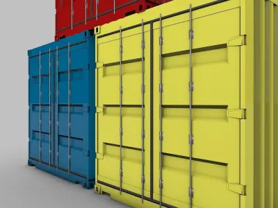Cargo-Container three colorful shipping containers 3D model