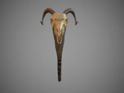 Goat skull stick Low-poly 3D model