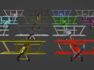 Blue Plane Low-poly 3D model