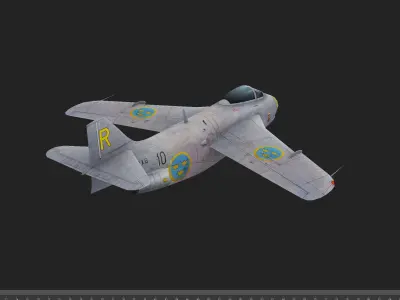 The Saab 29 Tunnan Hand painted game model Low-poly 3D model Low-poly 3D model