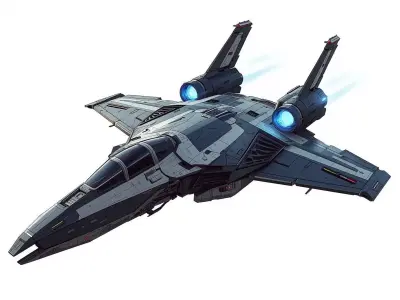 Futuristic Twin-Engine Fighter Jet 3D Model Low-poly 3D model