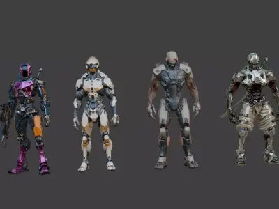 Cyberpunk Synthetic Operatives LowPoly Low-poly 3D model