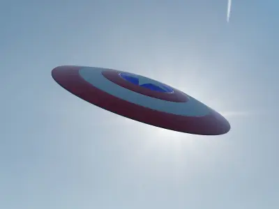 2 shied Collection captain america flying in sky 3D Model Pack