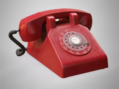Old Rotary Phone - Retro Dial Telephone Low-poly 3D model