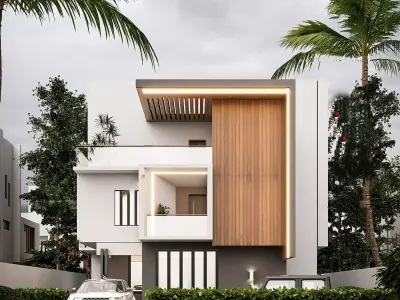 Modern villa exterior design Free 3D model