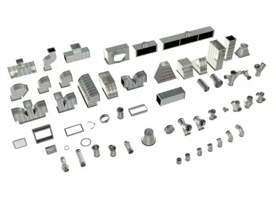 High Detail Stainless Ventilation Set 57 Parts 3D model
