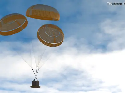 Subscale Parachute Triple with Cargo Yellow 3D model