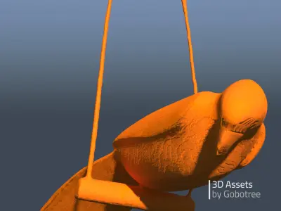 Vintage wooden parrot Gobi 3D model