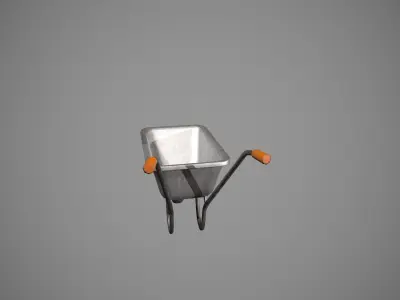 Metal - Orange Wheelbarrow Low-poly 3D model