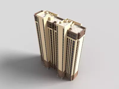 Modern buildings Low-poly 3D model