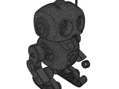 Retro Metallic Robot Character Model 3D model