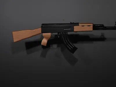 low poly ak47 gun 3d model Low-poly 3D model