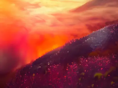 ASweweqs sunset in mountains hd wallpaper Free low-poly 3D model