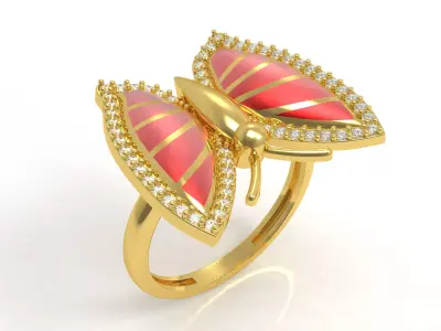 Butterfly Diamond Ring 3D print model