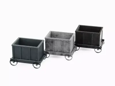 Mining Trolley Set Low-poly 3D model