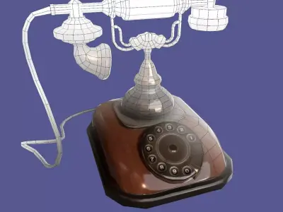 Antique Vintage Retro Phone Low-poly 3D model