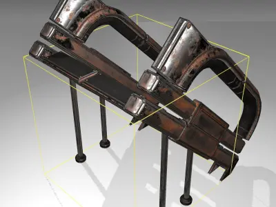 Futuristic Stairs - 4 - Rusty Textures Low-poly 3D model