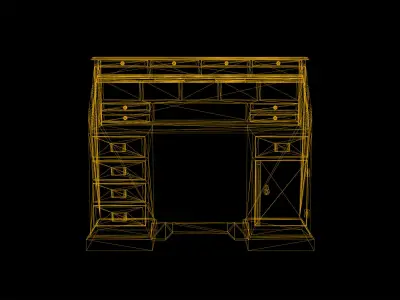 Wood Antique Desk Low Poly Game Ready Low-poly 3D model