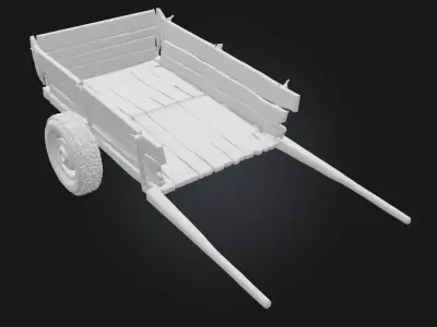 Wooden Handcart  Rustic Utility from a Bygone Era 3D model