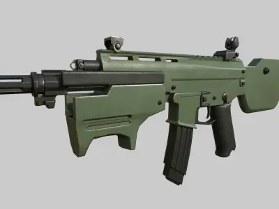 Assault rifle Low-poly 3D model 5