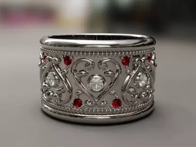 Gold silver ring with antique design ready to print 3D print model purchase