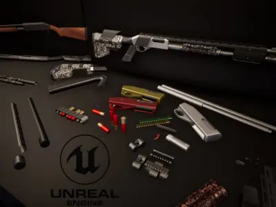 Shotgun Pack - Customization Collection Low-poly 3D model