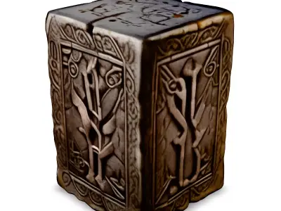 Ancient Rune Stone Cube Game Asset Low-poly 3D model