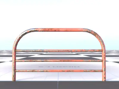 Industrial Metal Safety Railing Rusted Free 3D model