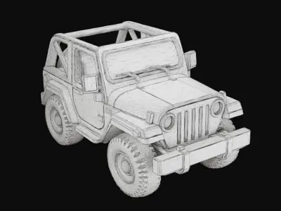  White Jeep 3D Model Low-poly 3D model