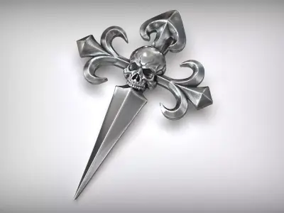Orden Santiago Cross Amulet Skull 3D print model