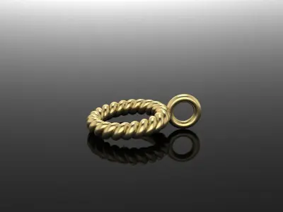 Thin Narrow Rope Twist Pendant Small Size 10mm Length  3D print model