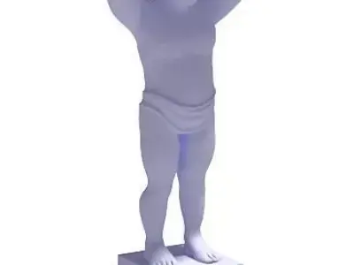 Sculpture statue of boy holding bowl 3D model