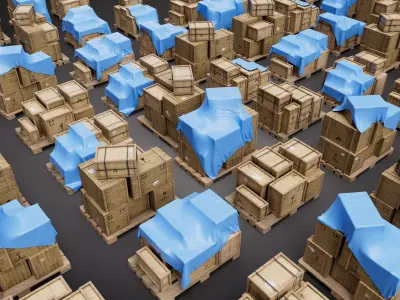 Wood Boxes pack  Low-poly 3D model