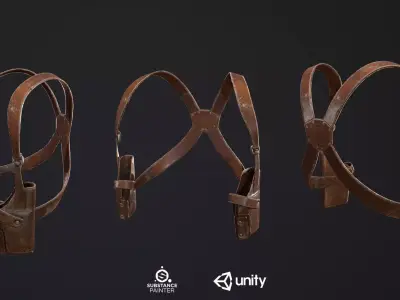 Leather Shoulder Holster PBR Free low-poly 3D model