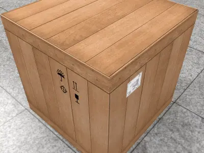 wooden box lowpoly Low-poly 3D model