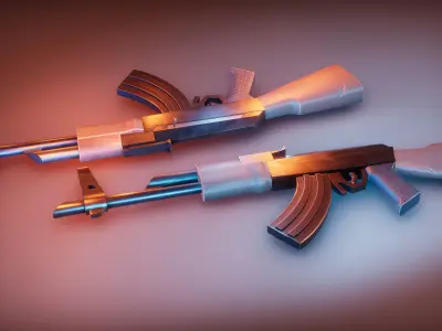 Stylized AK47 Low-poly 3D model
