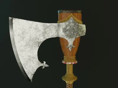 Stylized scandinavian axe high poly Free 3D model