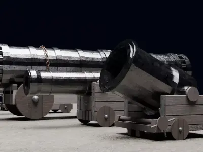 Monsterous V1 Cannon Pack Low-poly 3D model