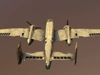 Destroyed Military Bomber Aircraft Low Poly 3D Model Low-poly 3D model
